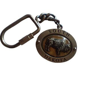 Vintage South Dakota North American Bison Keyring Souvenir With Rotating Spinner